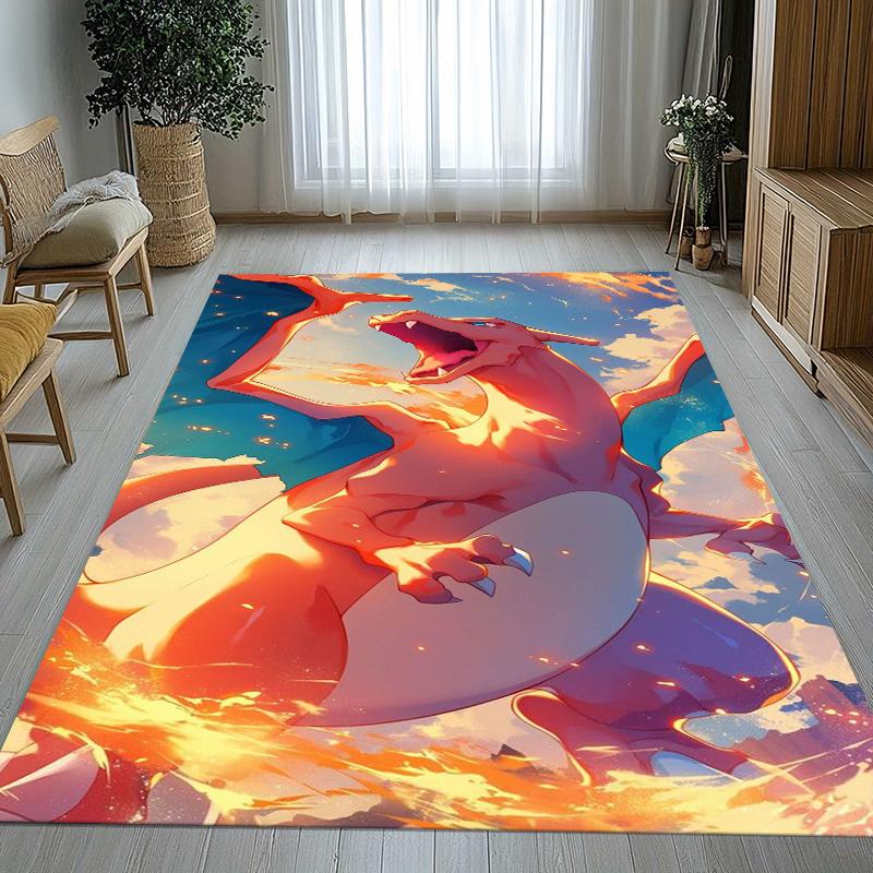 Charizard Charmander Pokemon Living Room Non-Slip Area Rug Soft Carpet for Bedroom Kids Playroom Sofa,Home Decor Doormat Gift