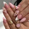 3D Pink Flower Leopard Print Detachable Wearable Nail Tips - European & American Design
