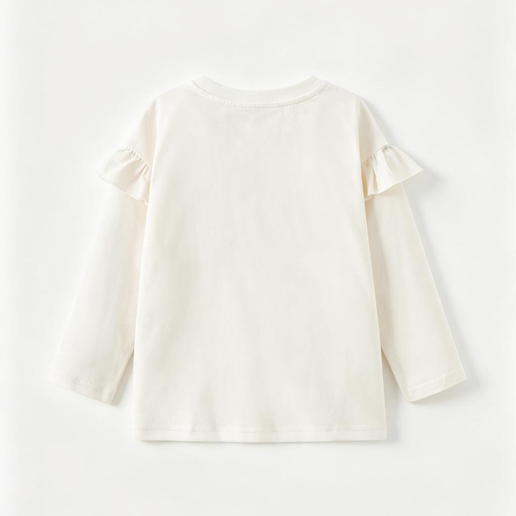 Girls' Fashion Round Neck Ruffle Sleeve Top Casual Blouse for Everyday Summer Wear