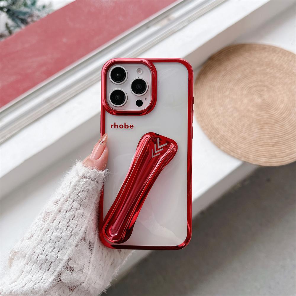 New Plating Clear INS Lipstick Phone Case For iPhone 16 15 14 13 12 11 Pro Max Plus Portable Lip Gloss Holder Hot Soft Cover