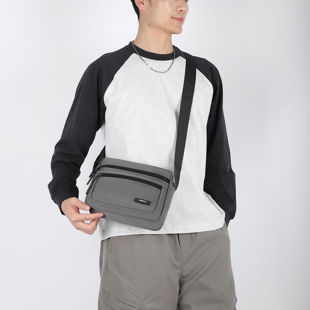 Men's Oxford Cloth Crossbody Bag - Slim Multi-Zip Shoulder Bag for Daily/Commute (3 Color Options)