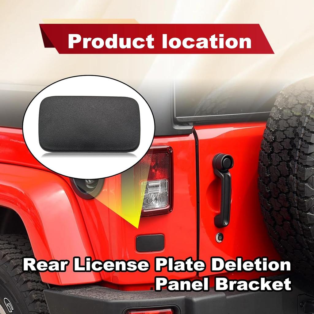 ABS Black Rear License Plate Deletion Panel Bracket Compatible with Jp JK Rear License Plate Deletion Panel Bracket Delet for 2007-2018 Jp JK JKU,