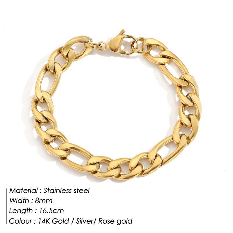 18K Gold-Plated Stainless Steel Figaro Chain Bracelet