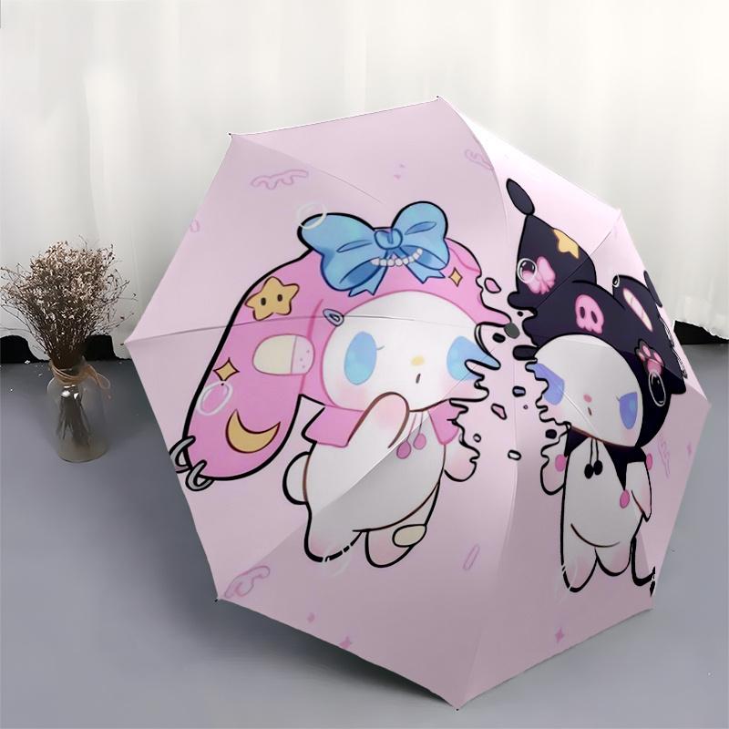 1pc My Melody and Kurome Cinnamoroll Automatic Opening and Closing Umbrella, Lightweight 3-Fold, With Cute Cartoon Characters, Suitable for Home, Outd