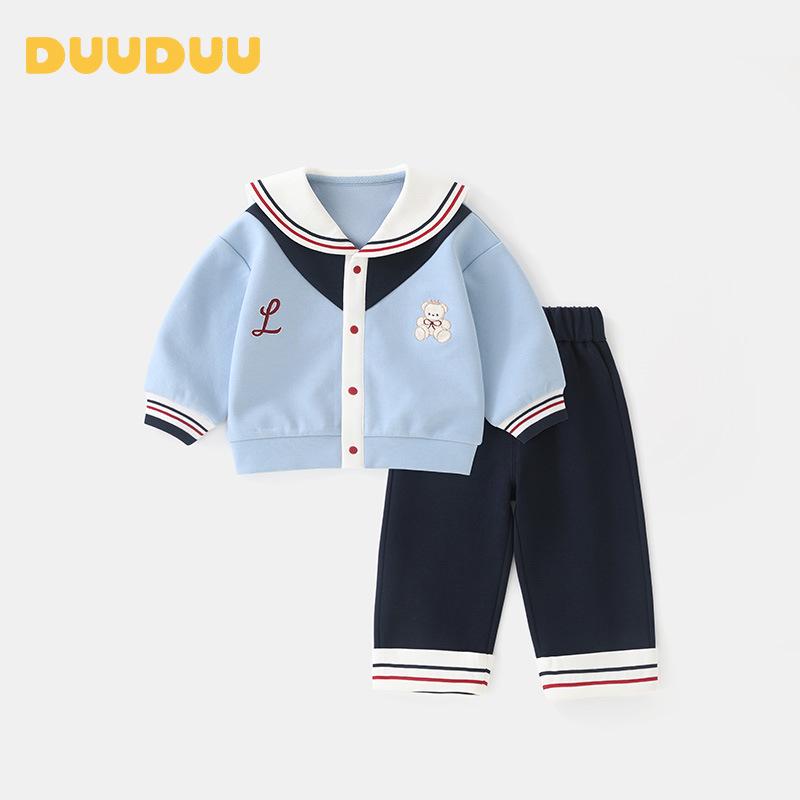 

DUUDUU 2025 Navy Long Sleeve & Pants Boys Spring Set 110cm королівський синій колір