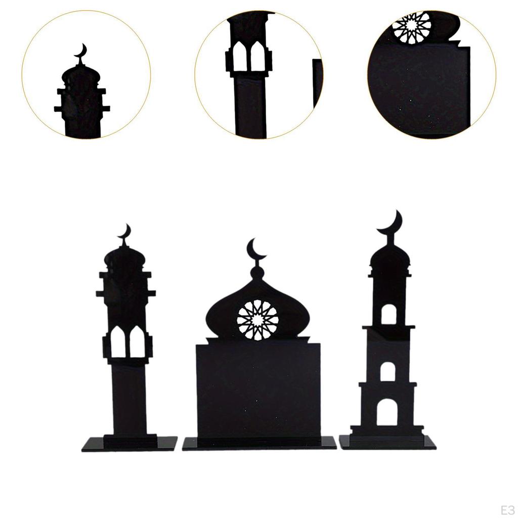 3 Acrylic Ramadan Decorations Flat Ornament for Table Eid Mubarak Display