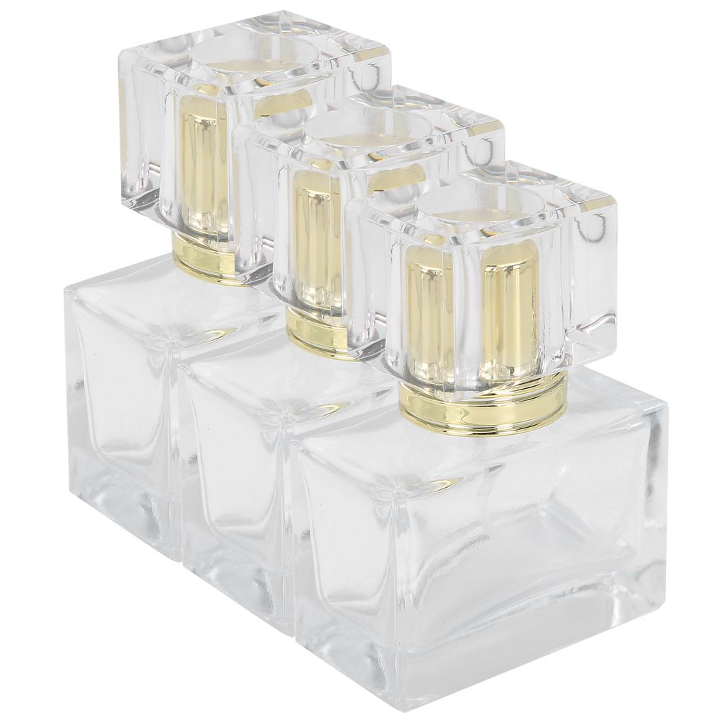 3pcs Glass Empty Perfume Bottle Makeup Refillable Perfume Spray Bottle DispenserGold