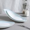 Leaf Shaped Ceramic Plate Simple Underglaze Color Strip Special Plate Hotel Home Snack Plate Gourmet Creative Dish Tableware