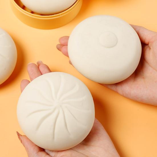 Bun Squeeze Toy with Steamer Anxiety Stress Relief Dough Ball Pinch Sensory Toy Kids Teens