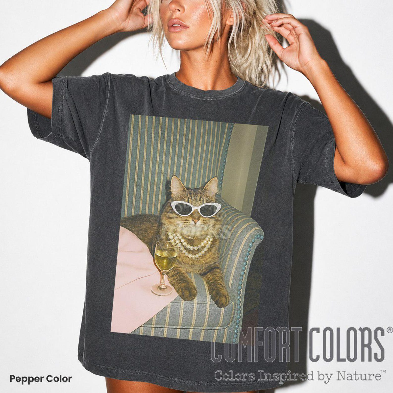 Chill Cat T-Shirt, Slay Cat Comfort Colors Tee, Funny Cat SweaT-Shirt, Cat Meme Shirt, Pawrent T-Shirt, Cat Graphic T-Shirt, Cat Lover Gift ID 2XL