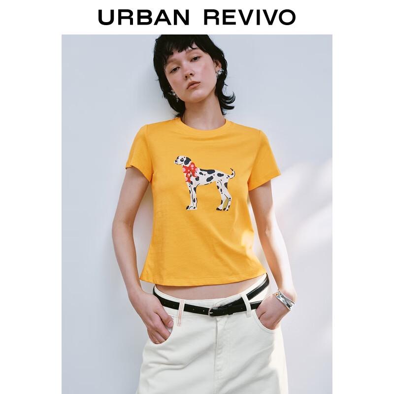 UR 2025 Summer Cute Pet Print Round Neck T-Shirt S