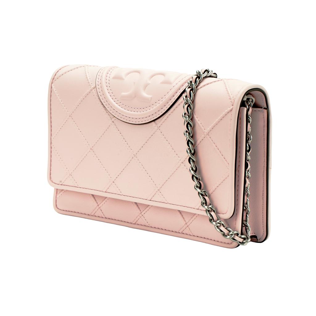 Tory Burch Fleming Flap Magnetic Snap Closure Leather Shoulder Crossbody Wallet Women Wallet Cotton-Candy-Pink 138853-651
