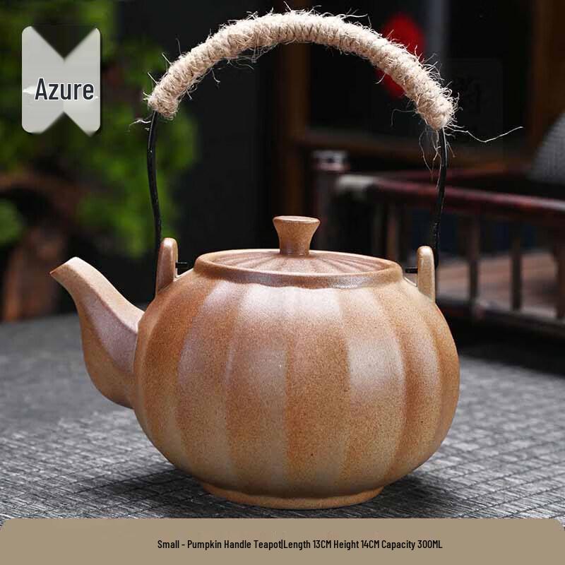 Coarse Ceramic Open-Flame Tea Kettle & Warmer Set
