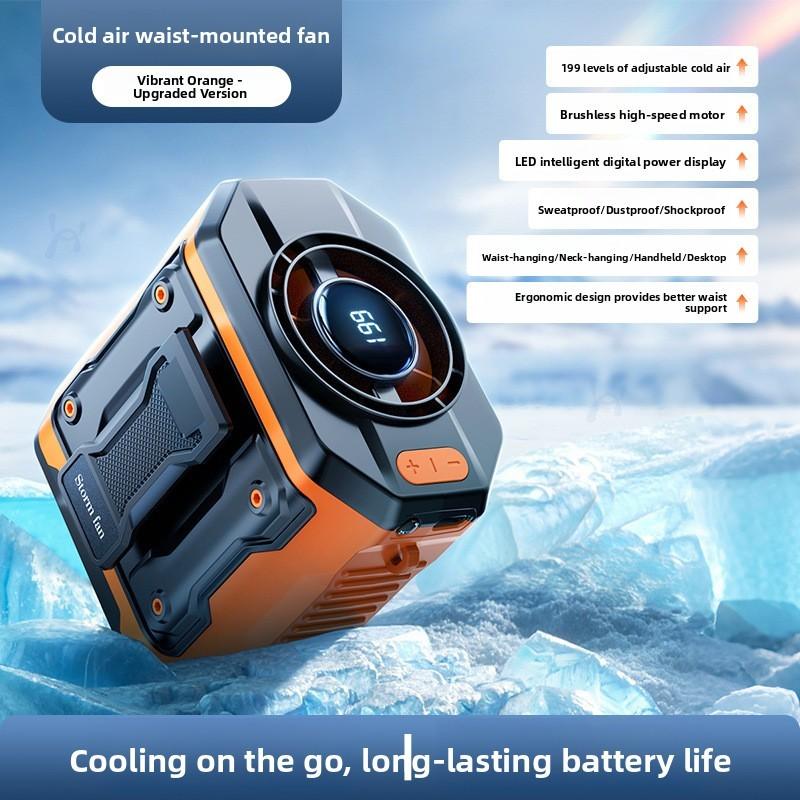 Portable Waist Fan With Led Display For Outdoor Cooling And Highspeed Power
