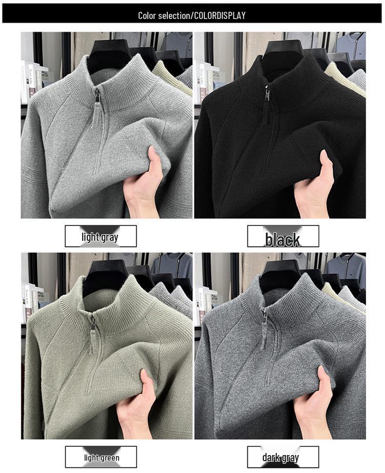 2025 Youth Fashion Zipper Collar Sweater - Casual Jacquard Warm Knitwear for Men