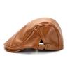Forward Hat Men And Women Autumn And Winter Personality Retro Pu Cap Old Man Leather Hat Beret Newsboy Painter Peaked Cap