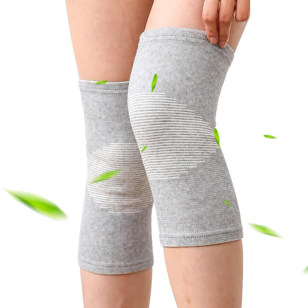 1 Pair Bamboo Charcoal Knee Support Lightweight Knitted Knee Guard for Men and Women Breathable Sweatproof Compression Support