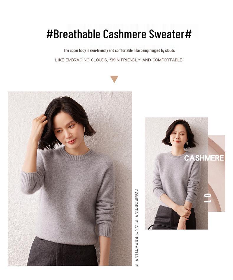 Lekasha Women's Thickened Round Neck Saddle Shoulder Cashmere Sweater for Autumn and Winter