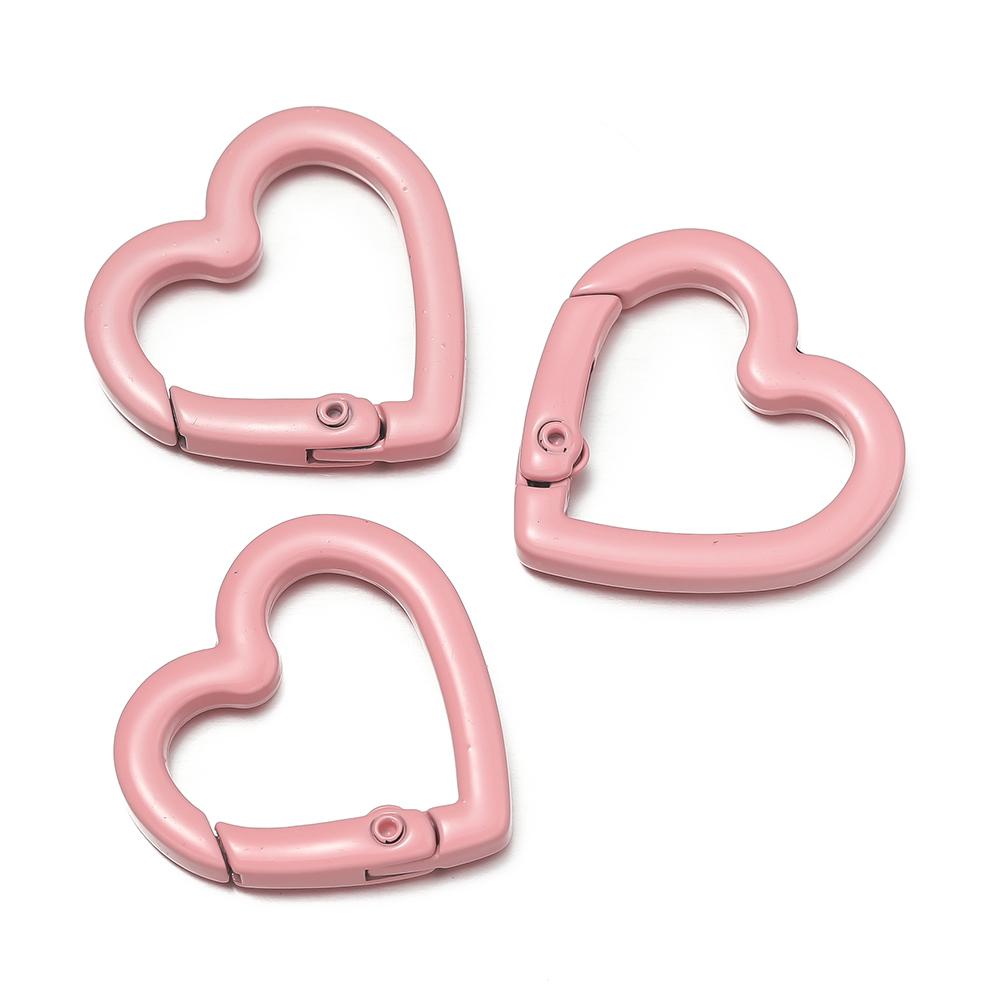 5pcs Metal Heart Spring Clasp Openable Love Shape Carabiner Keychain Clips Hook Dog Chain DIY Jewelry Buckles Connector