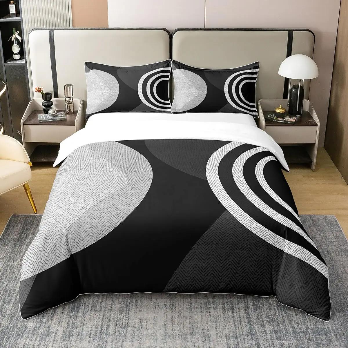 

Geometric Duvet Cover for Kids Boys Comforter Cover Set Twin Size Strip Lines Bedding Set with 2 Pillow Case 3Pcs Bedroom Decor EU Twin(135x200cm)