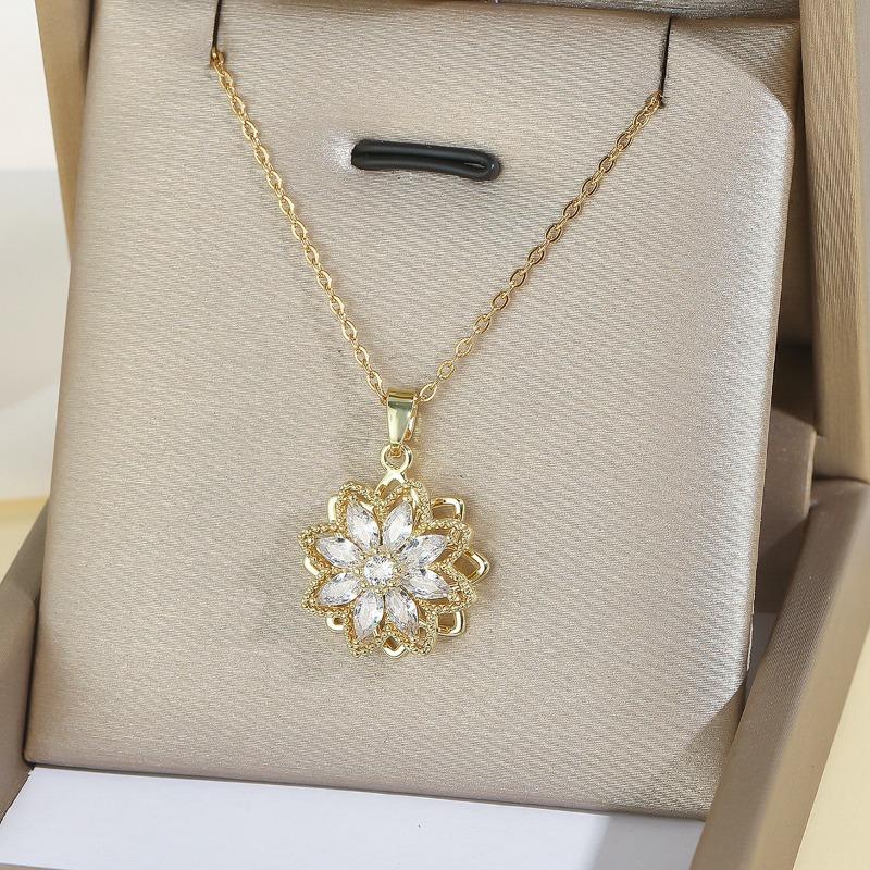 Meier Necklace women s sunflower jewelry rotating necklace earrings ring set