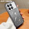 KEYSION Luxury Plating Glitter Phone Case for Xiaomi POCO F6 Pro Transparent Soft TPU Shockproof Back Cover for POCO F6 Pro