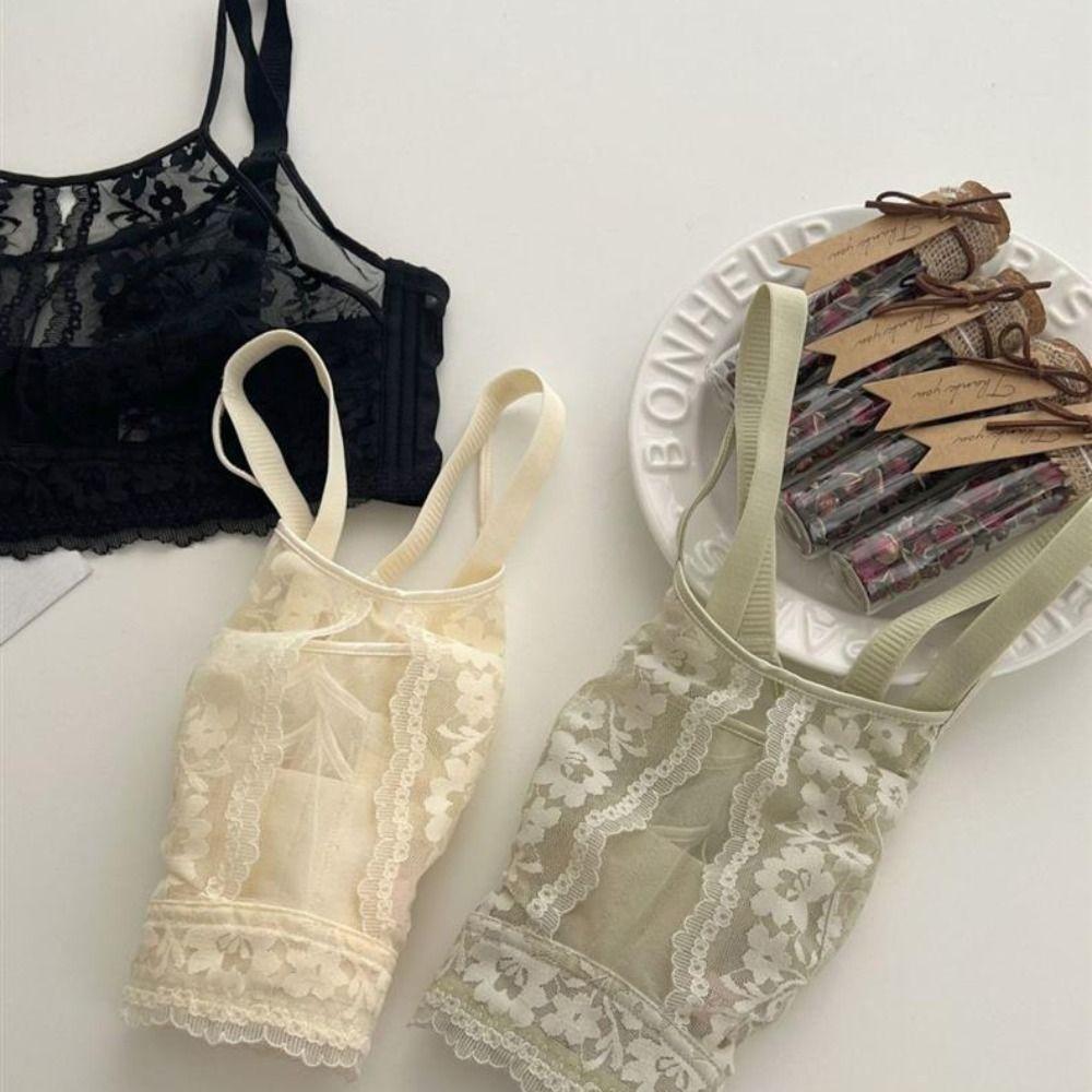 Shockproof Underwear for Women Anti-sagging Lace Thin Bra Breathable Wireless Deep V Bra  Girls