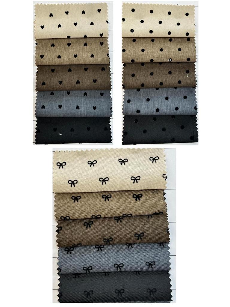 Casual Fashion Women's Fabric: Woven Solid Color Bow Heart Dot & Plum Blossom Flocking for Hair Accessories