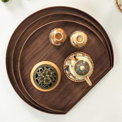 Black Walnut Half-Moon Wooden Serving Tray