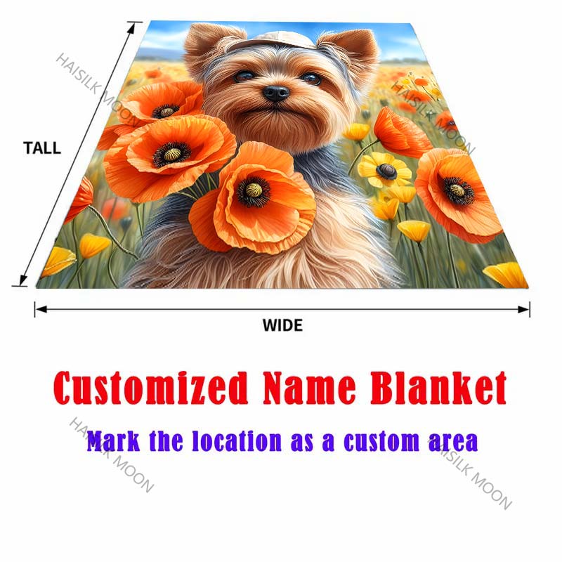 Yorkshire Terrier and Flowers Print Blanket Warm Soft Fluffy Kids and Adults Sofa Bed Throw Blanket for Home Travel Camping