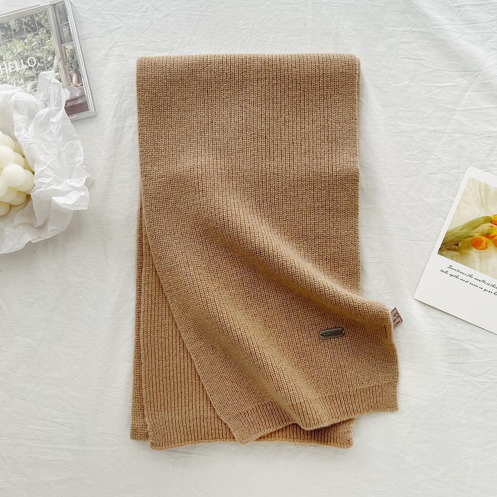 New 100% Wool Scarf Winter  Solid Color Warm and Cold proof Women's Scarf Fashion Versatile Knitted Scarf