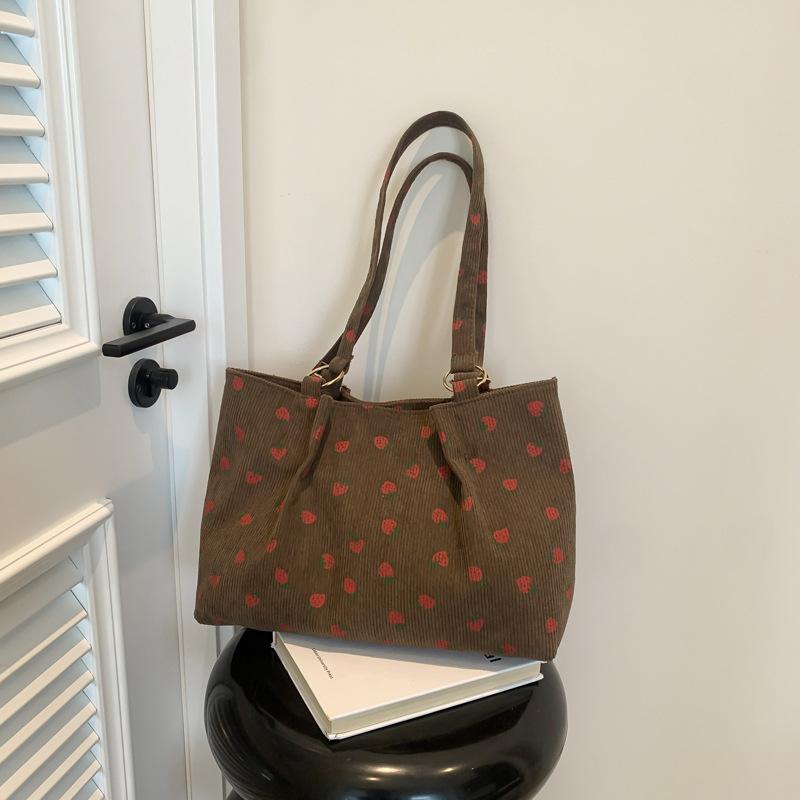 

Вельветовая милая сумка-тоут с принтом, новая сумочка, маленькая свежая литературная сумка, сумка через плечо