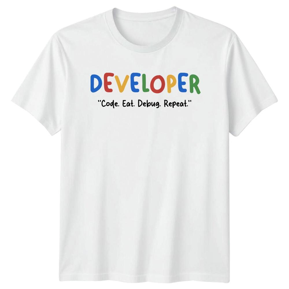Developer Code Eat Debug Repeat Unisexs TShirt Unisexs Tee Graphic Top S