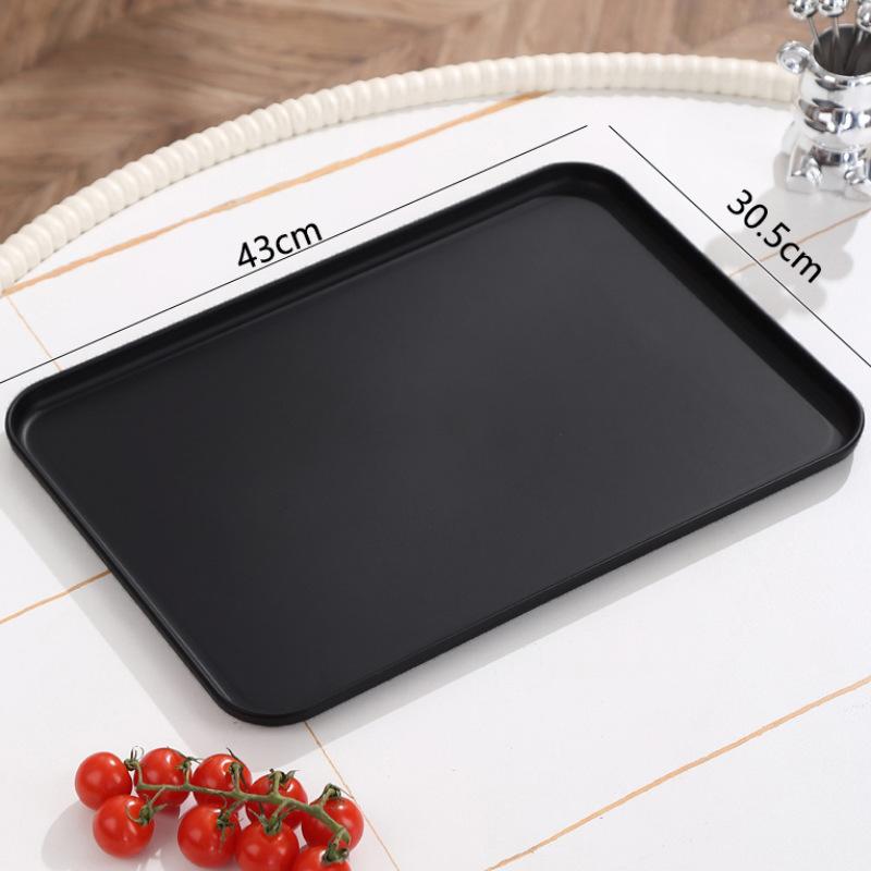 Chinese Black Tray Round Plastic Fruit Tray Tea Room Water Cup Tea Tray Snack Tray Afternoon Tea Dessert Tray