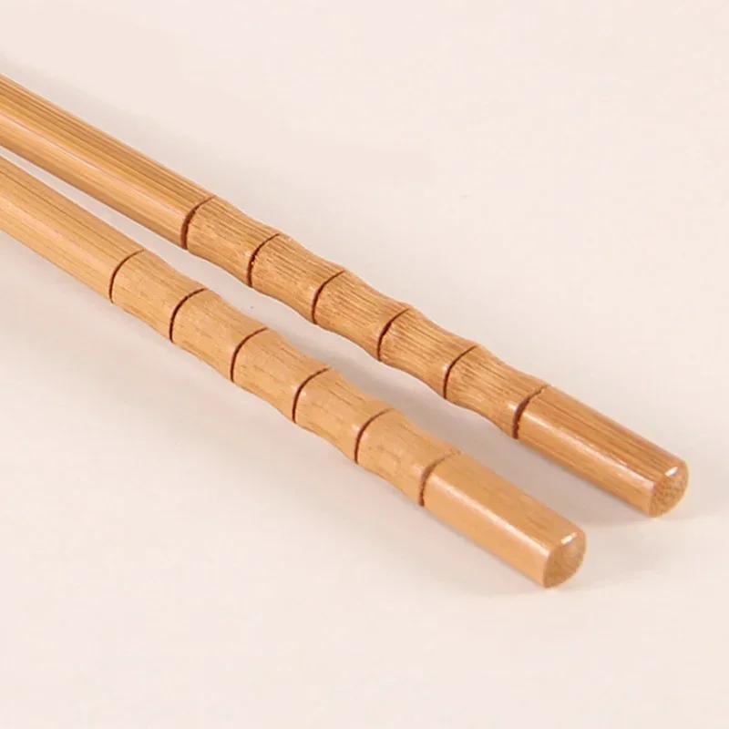 1/5 Pair Pure Manual Natural Bamboo Wood Chopsticks Healthy Chinese Carbonization Chop Sticks Reusable Hashi Sushi Chopsticks