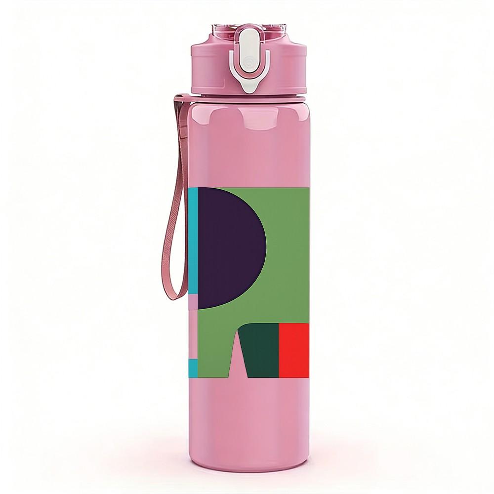 1PC Cute Multicolor Elephant Animal Print 750ml Color Plastic Sports Water Bottle Leakproof Flip Straw Lid Suitable for Sports Office Home Use