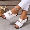 Open Toe Wedge Slippers For Women Summer Fashion Slippers Metal Buckles Platform Sandals Outdoor Beach Woman Shoes Slides