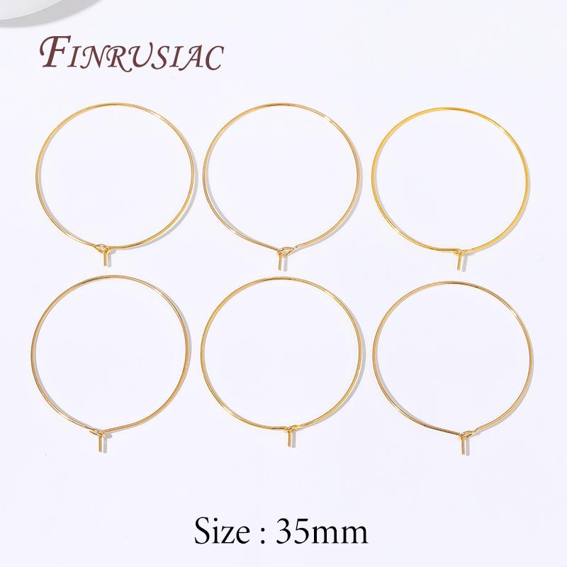 20mm 25mm 35mm 18K Gold Plated Hoops Earrings Big Circle Ear Wire Hoops Wires For Jewelry Findings,Earrings For Accessories