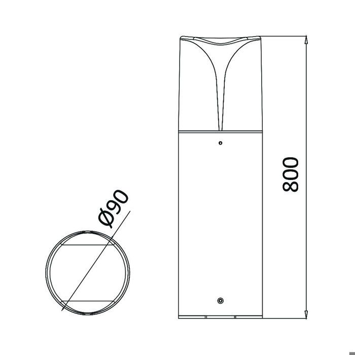 Potelet extérieur E27 23W IP44 en Aluminium Gris