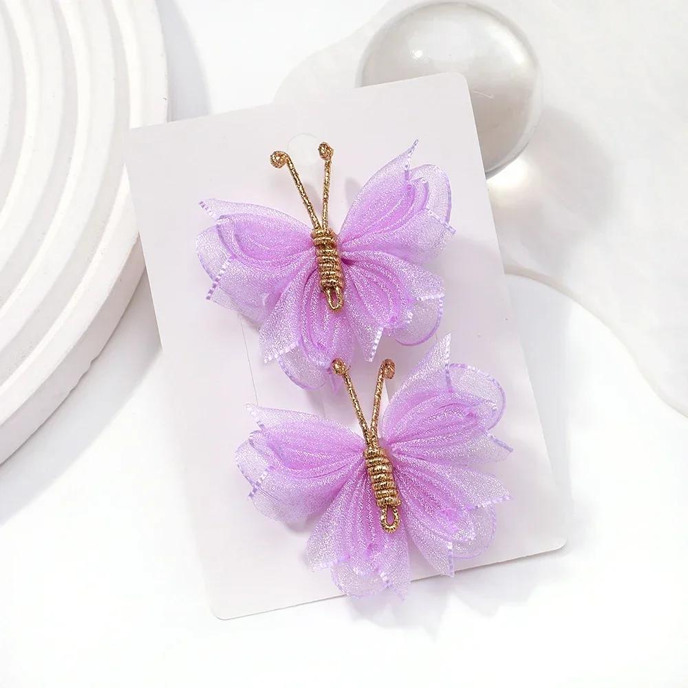 2ks/sada Motýlí sponka do vlasů Gradientní vločkované sponky do vlasů ve zlaté barvě Roztomilá gázová pokrývka hlavy Dívky Děti Vlasové doplňky Dárek