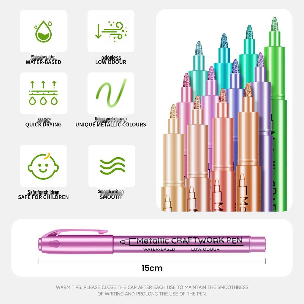 Colorful Metallic Signature and Highlight Pen for Crafting & DIY Projects