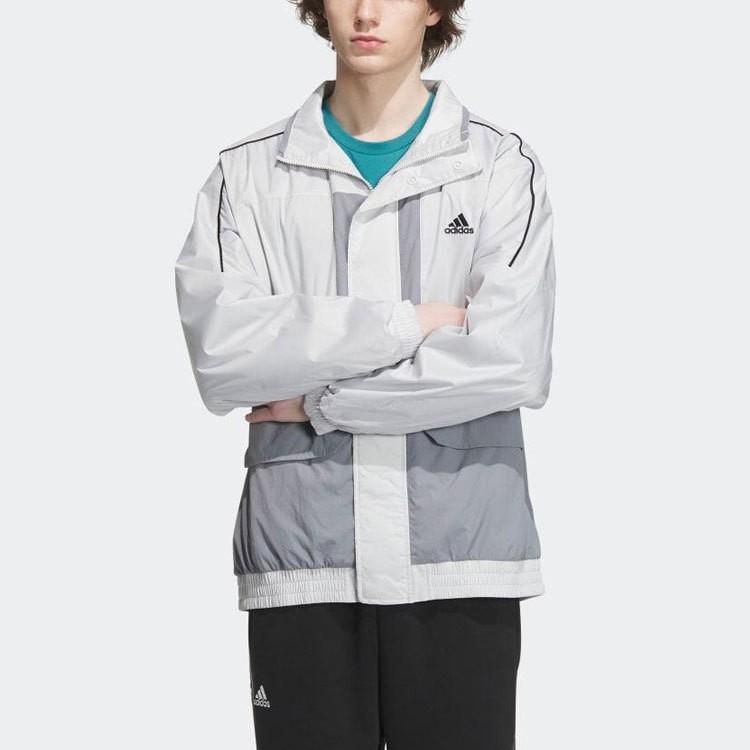 Adidas Casual Letter Print Color-block Loose-fit Long-sleeve Jacket Unisex Gray