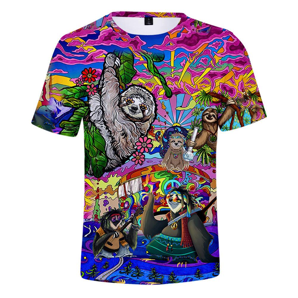 Summer Hawaiian Elements 3D Digital Printed Short Sleeved Trendy Quick Drying Adult T-shirt