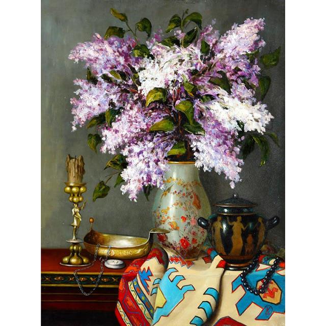 DIY 5D diamantmaleri Blomster Diamantbroderi Helrunde Rhinestones Korssting