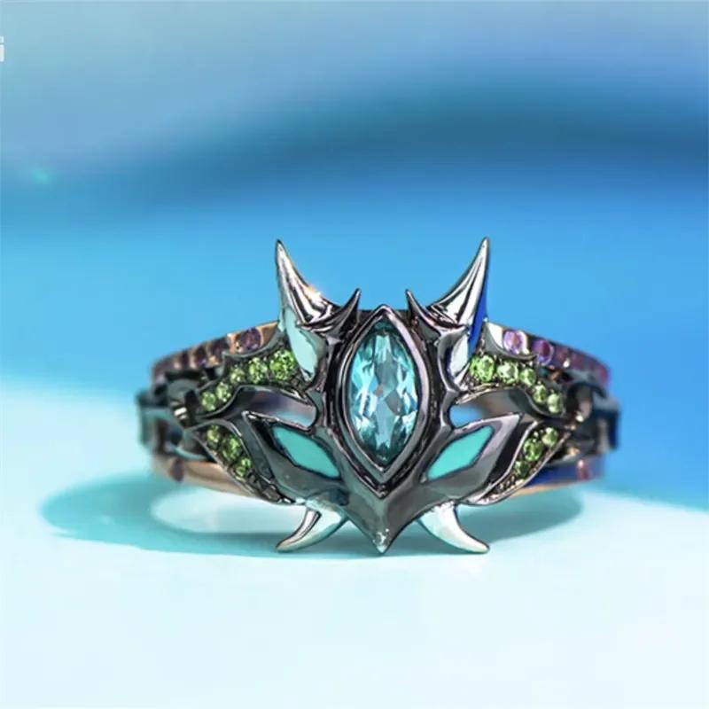 Game Genshin Impact Xiao Cosplay Ring Bane of All Evil Yaksha's Mask Unisex Design Rings Accessories Jewelry Gifts