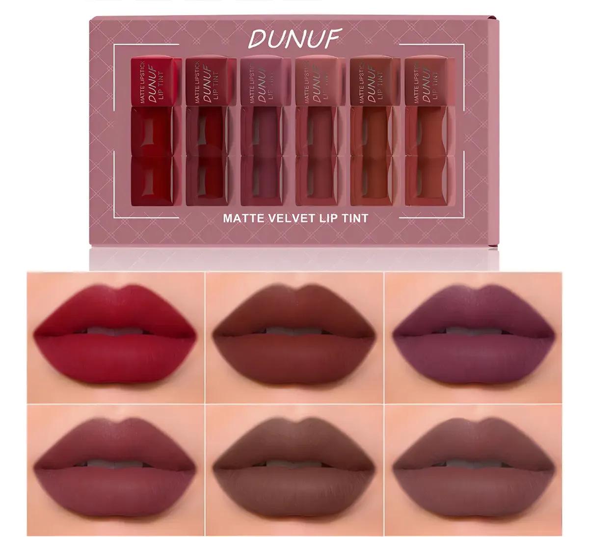 Set Of 6 Dunuf Easy-Application Matte Lip Glosses