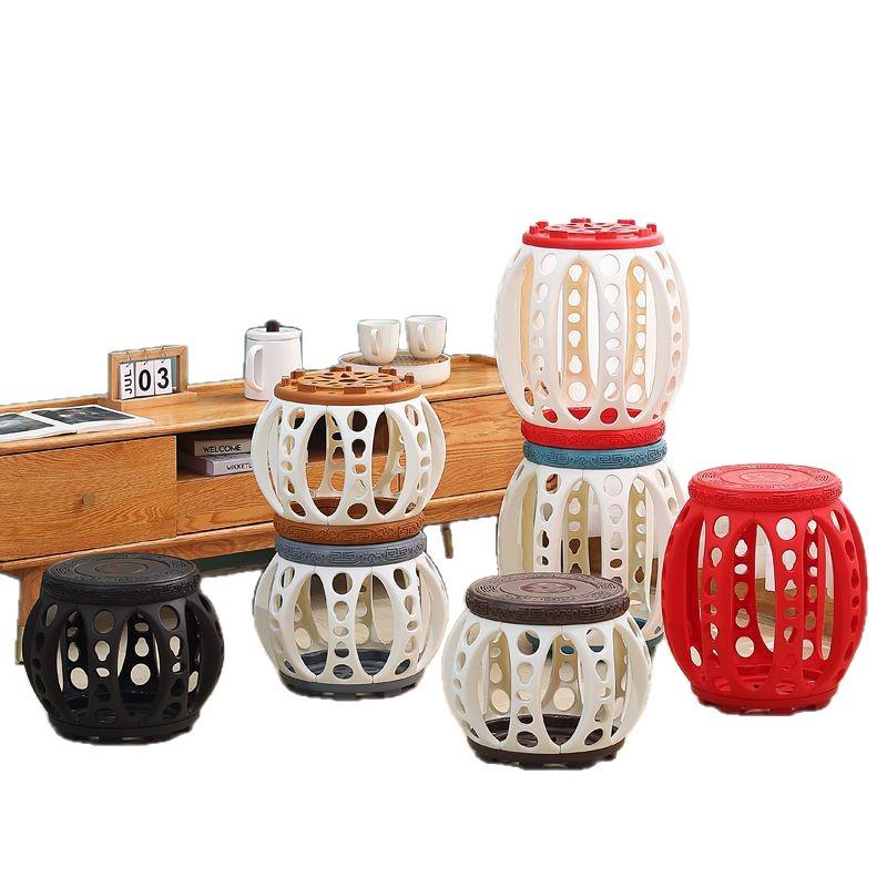 Ancient Style Chinese Round Drum Stool Bench - Artful Design for Tea or Coffee Rooms, Extra Thick Kite Embroidery, Multi-Purpose Qin Pipa Chair.