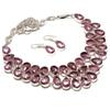 Pink Kunzite Pear Shape Gemstone Jewelry Set Handmade Amazing Necklace Earrings