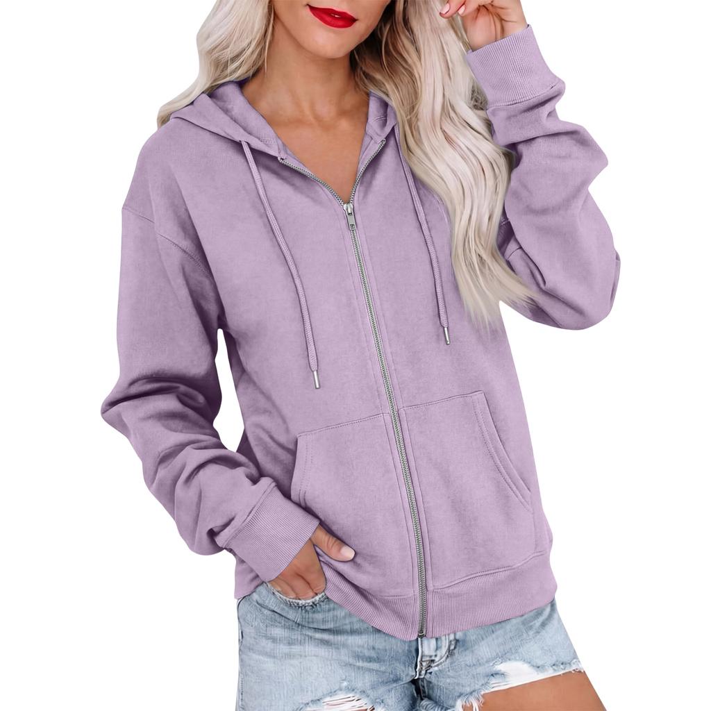 Felpa con cappuccio e maniche lunghe da donna, giacca felpa colorata per uso quotidiano casual