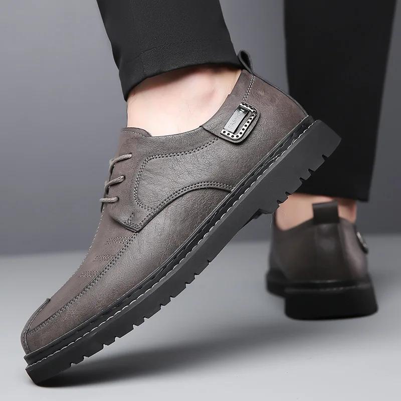 Fashion British Platform Leather Loafers for Men Designer Soft-soled Casual Business Men's Dress Shoes Fashion Light Male Driving Shoes